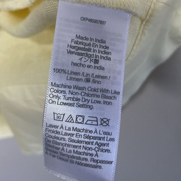 MADEWELL Mini Dress Women 2 Pale Yellow 100% Linen NEW Cross Back A-Line NR350 - Picture 13 of 14